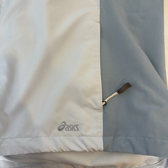 Asics Women Running Jacket Large Blue Zip Pockets Windbreaker Athleisure Outdoor - Picture 4 of 8